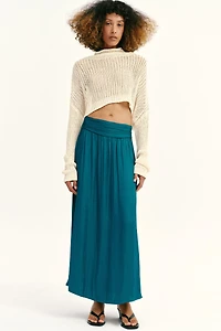 SATIN EFFECT MIDI SKIRT
