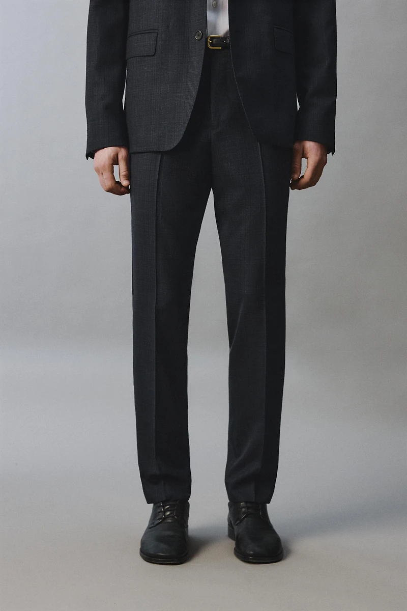 PANTALON DE COSTUME À CARREAUX 100% LAINE