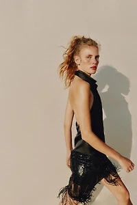 SATIN EFFECT HALTER TOP