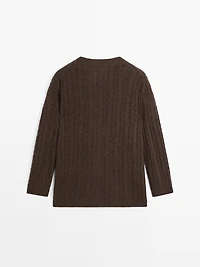 Cardigan en maille tressée de laine mélangée