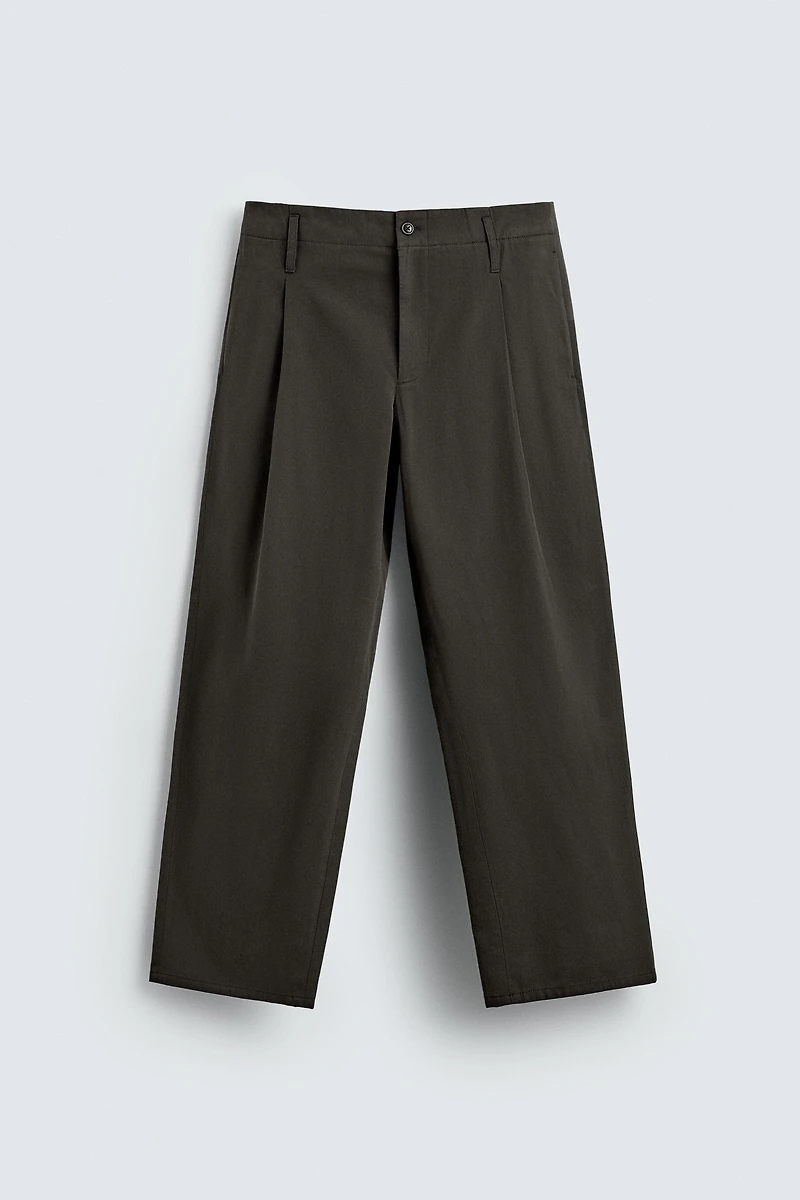 COTTON - VISCOSE PLEATED PANTS