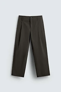 COTTON - VISCOSE PLEATED PANTS