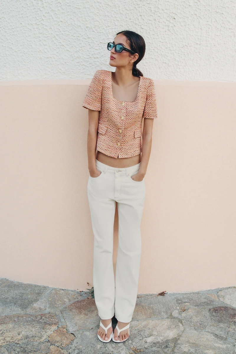 SHORT SLEEVE ROUND NECK BLAZER