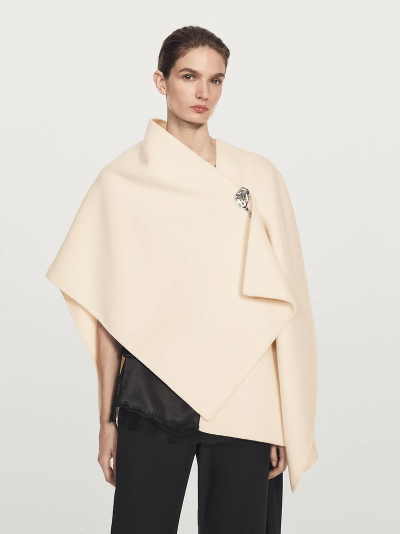 Wool blend felt texture cape