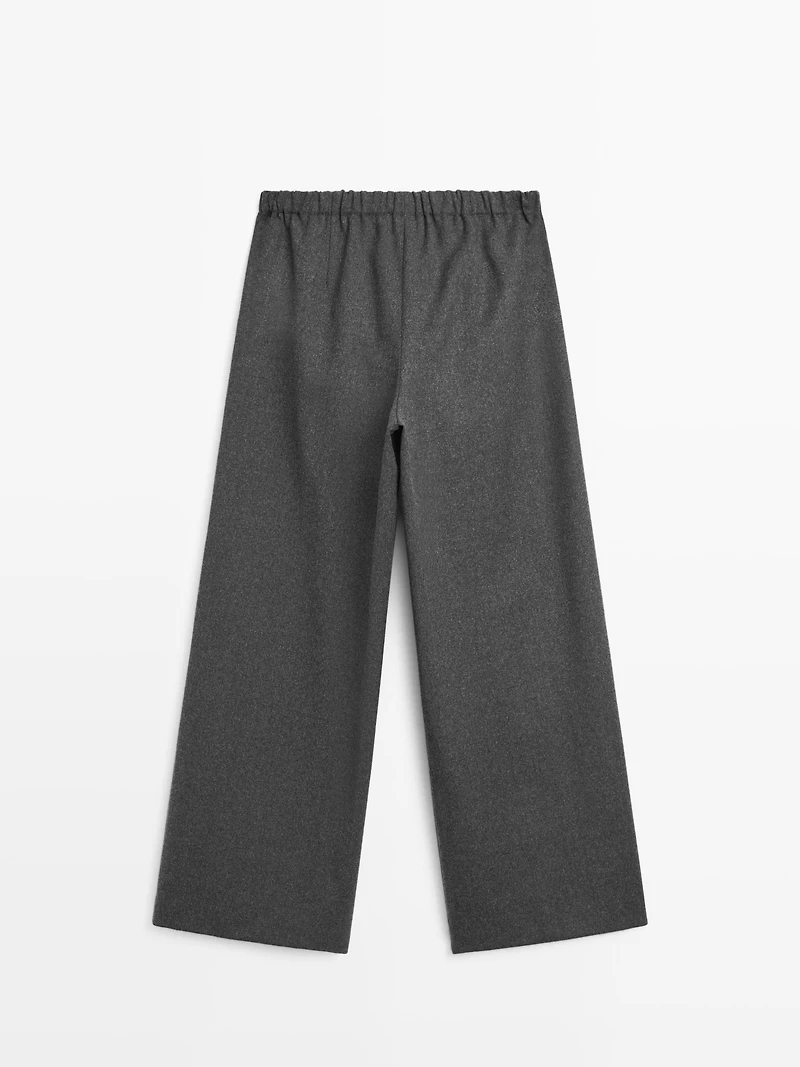 Wool blend trousers with elasticated waistband