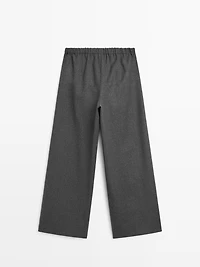 Wool blend trousers with elasticated waistband