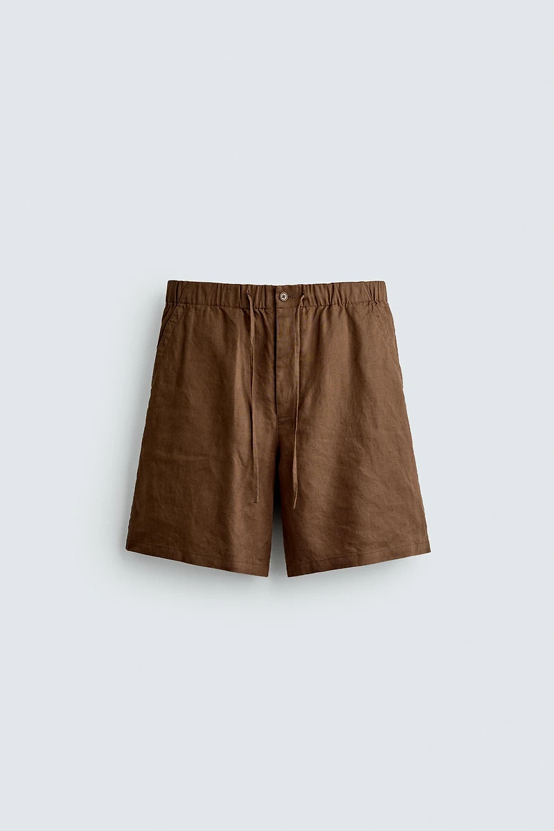 100% LINEN RELAXED FIT SHORTS