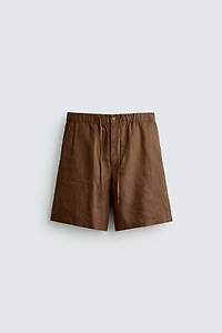 100% LINEN RELAXED FIT SHORTS