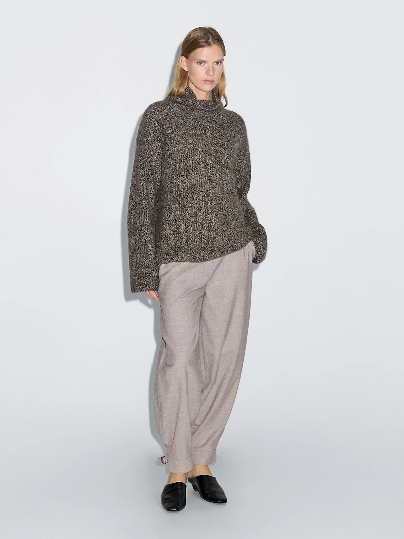 Wool blend trousers with buckle detail