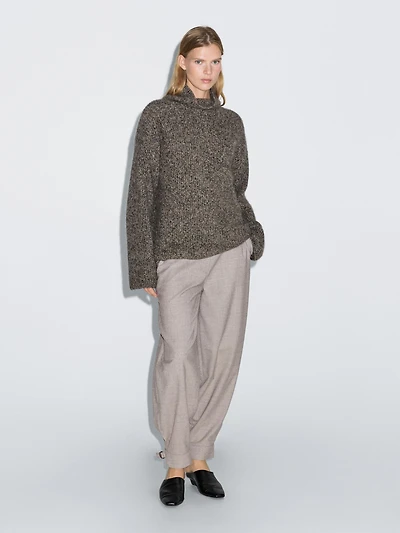 Wool blend trousers with buckle detail