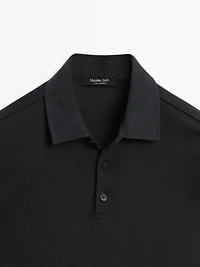 Polo manches longues à col contrastant
