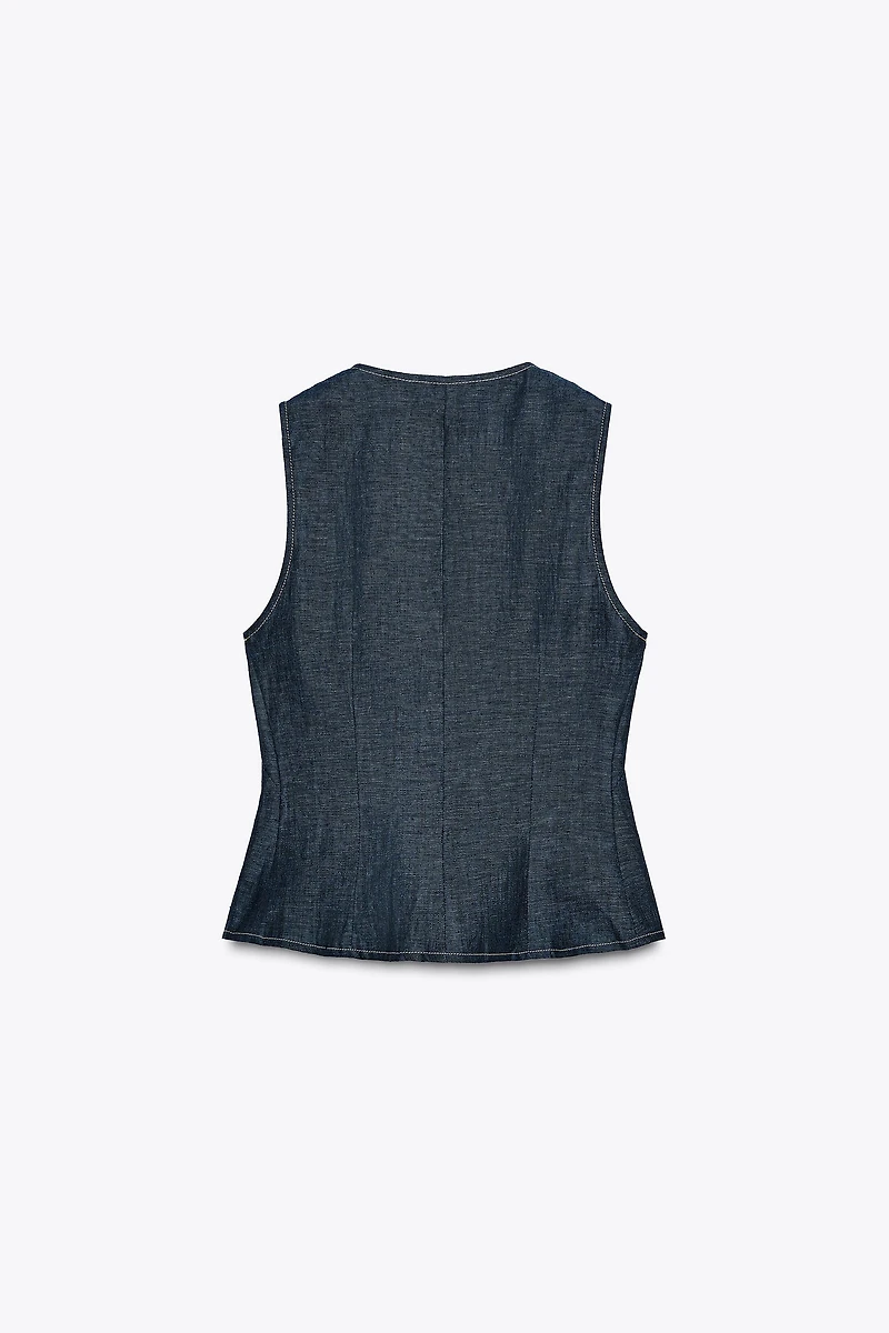 DOUBLE BREASTED LINEN VEST