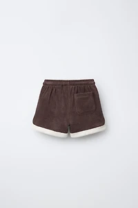TERRYCLOTH EFFECT SHORTS WITH LABEL
