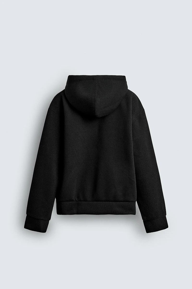 HOODIE RIB ZIP SWEATSHIRT