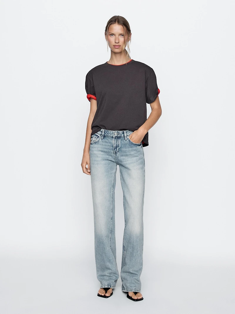 Low-rise straight-leg jeans