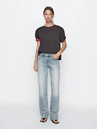 Low-rise straight-leg jeans