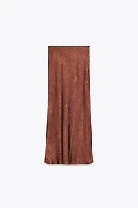 SATIN CRINKLE EFFECT MIDI SKIRT