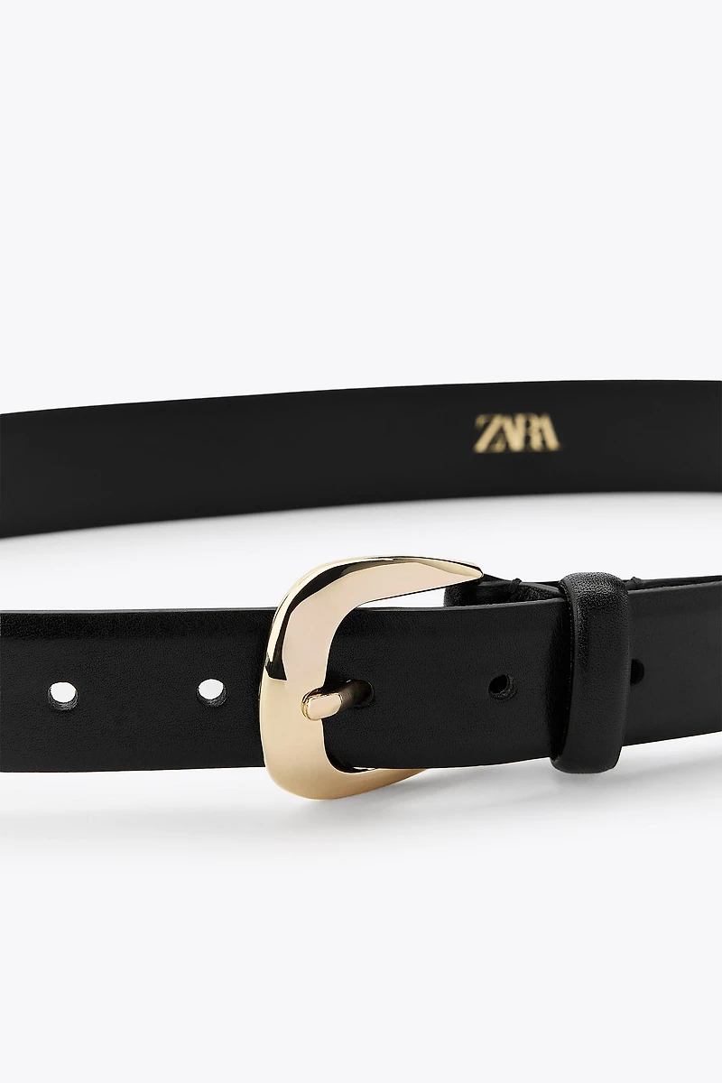 OVAL BUCKLE LEATHER BELT