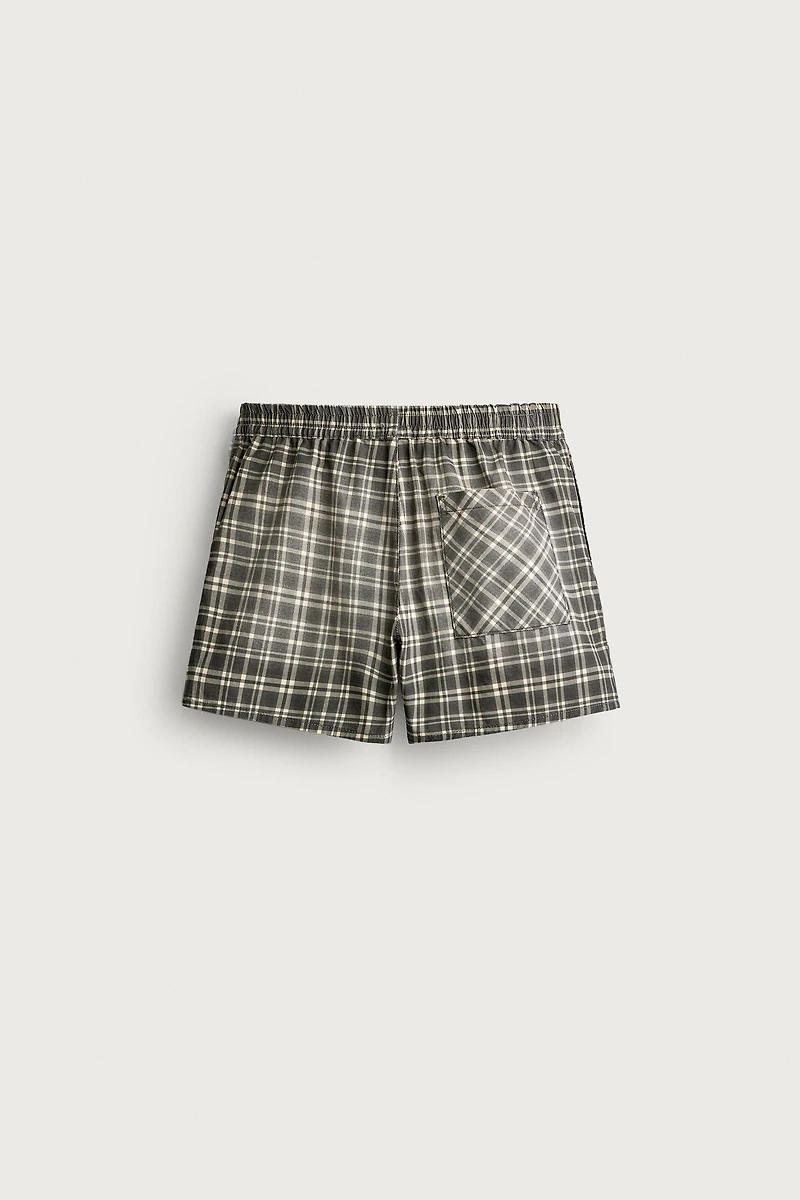 WASHED CHECKERED SHORTS