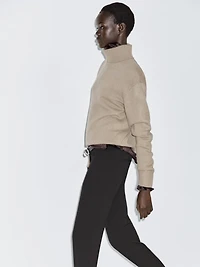 Pull à col roulé en laine mélangée