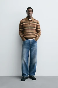 GEOMETRIC JACQUARD KNIT POLO