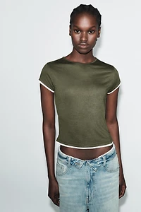 CONTRAST PIPING T-SHIRT