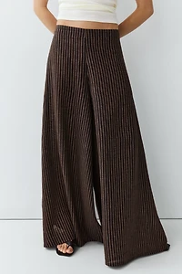 Jupe-culotte fluide à rayures en lin
