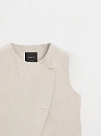 Veste sans manches croisée 100 % lin