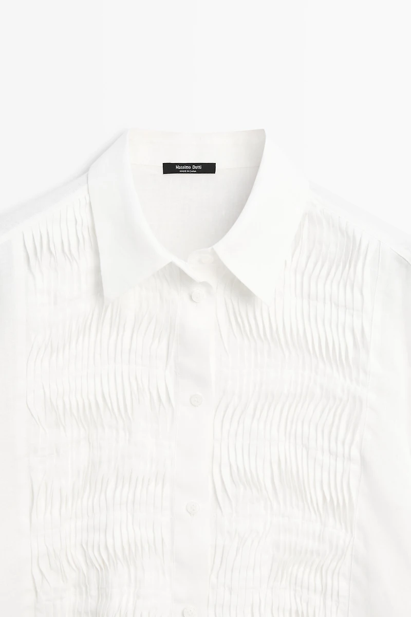 100% linen shirt with bib detail