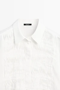 100% linen shirt with bib detail