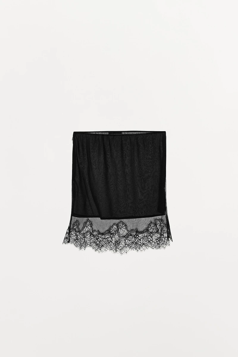 PLEATED LACE SKIRT