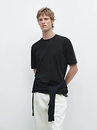 Pull en maille 100 % coton à manches courtes