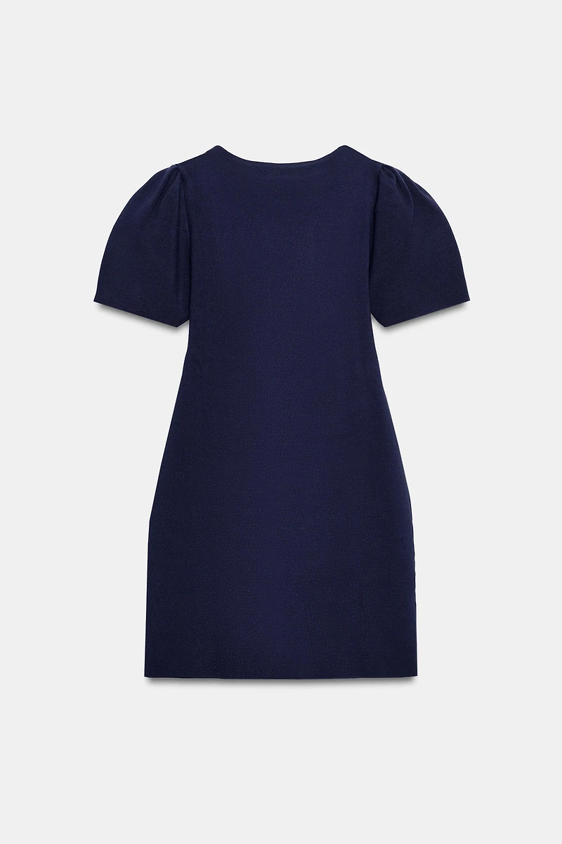 KNIT BALLOON SLEEVE MINI DRESS