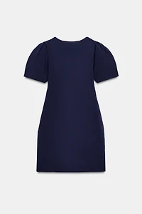 KNIT BALLOON SLEEVE MINI DRESS