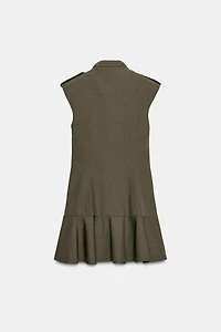 SHORT DRESS WITH SHOULDER PADS AND RUFFLES