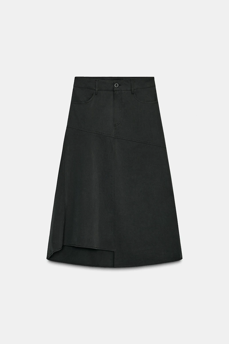 ASYMMETRICAL MIDI SKIRT