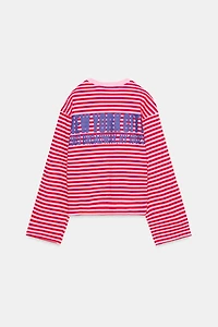 STRIPED TEXT T-SHIRT