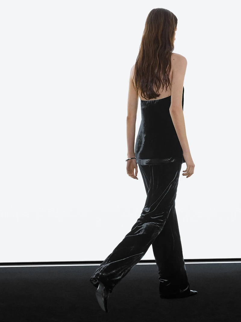 Pantalon large en velours