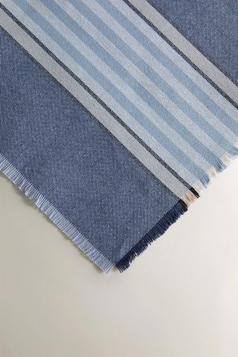 LOT DE 2 SERVIETTES DE TABLE RAYURES FIL TEINTÉ