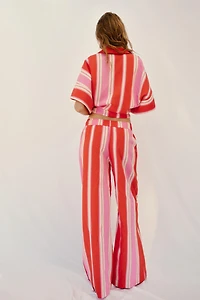 STRIPED WIDE LEG PANTS