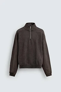 WASHED QUARTER-ZIP SWEATSHIRT