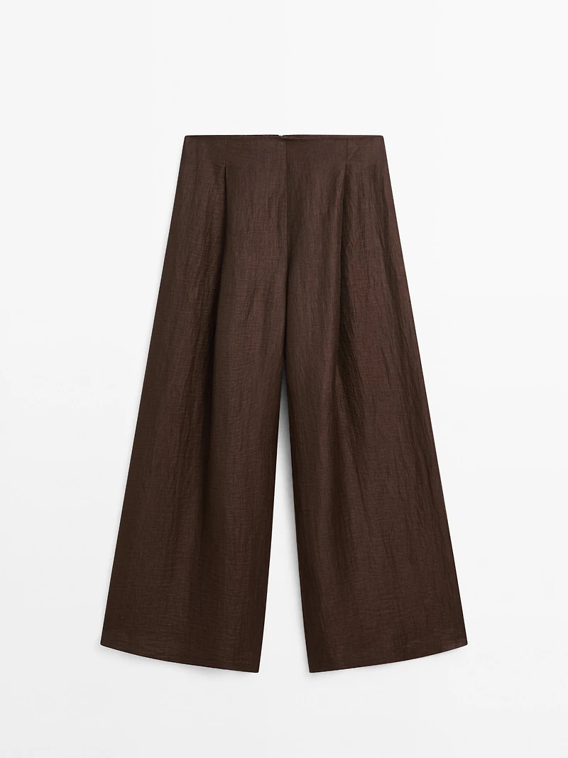 Wide-leg linen blend trousers - Studio