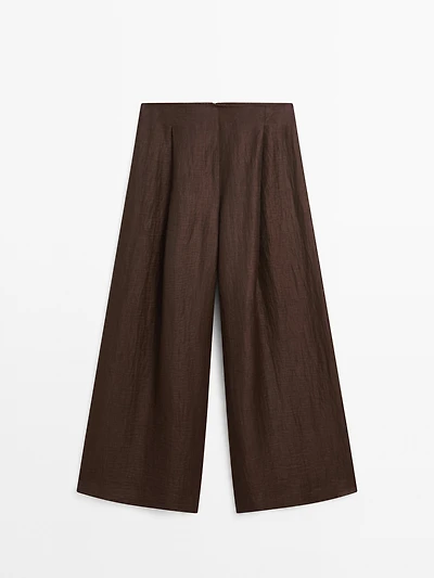 Wide-leg linen blend trousers - Studio