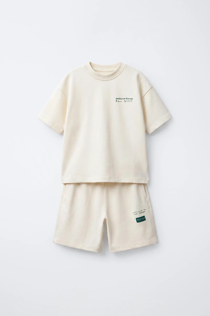 INTERLOCK T-SHIRT AND BERMUDA SHORTS SET