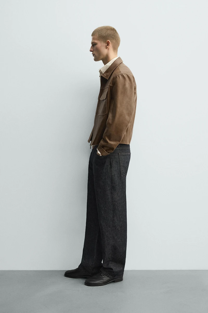 TOPSTITCHED LEATHER JACKET