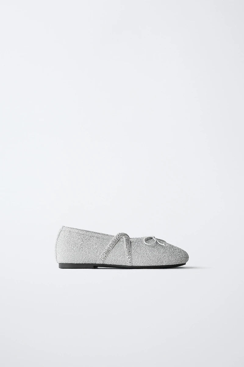 SILVER PARTY BALLET FLATS