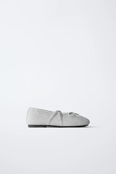 SILVER PARTY BALLET FLATS