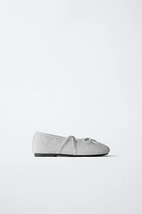 SILVER PARTY BALLET FLATS