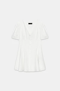 SHORT EMBROIDERED EYELET DRESS