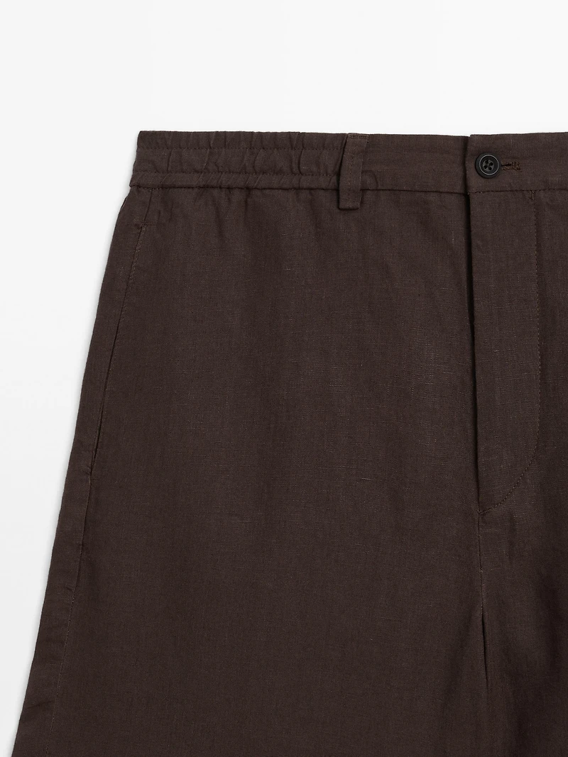 Lightweight 100% linen Bermuda shorts